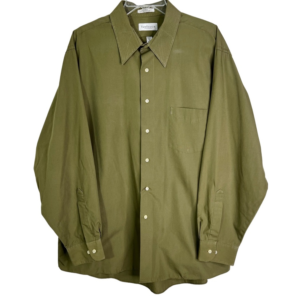 Van Heusen Long Sleeve Poplin Button Down Shirt Olive Men’s Sz XXL